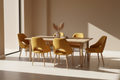 Yellow chair with wooden legs on a white background