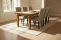 Marble table with a chair on a concrete floor
